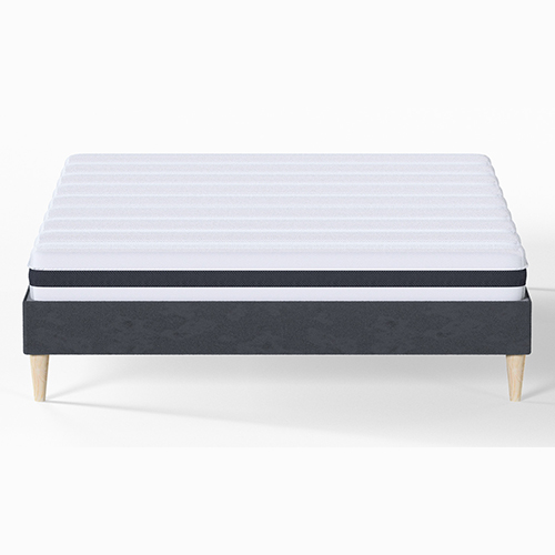 Ensemble lit adulte 140x190 cm en velours gris anthracite Dina + Matelas ressorts ensachés Mousse HR