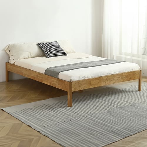 Ensemble lit adulte 140x190 cm en chêne massif Aina + Matelas ressorts ensachés Mousse HR