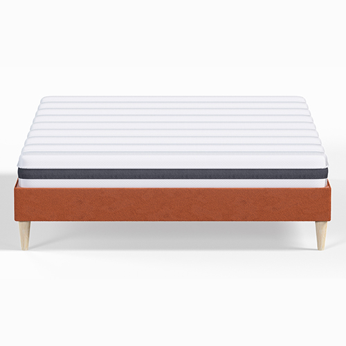 Ensemble lit adulte 160x200 cm en velours rouille Dina + Matelas ressorts ensachés Mousse HR