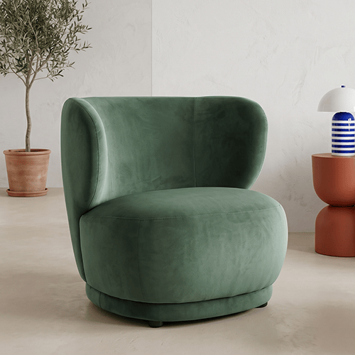 Fauteuil en velours vert - Ester