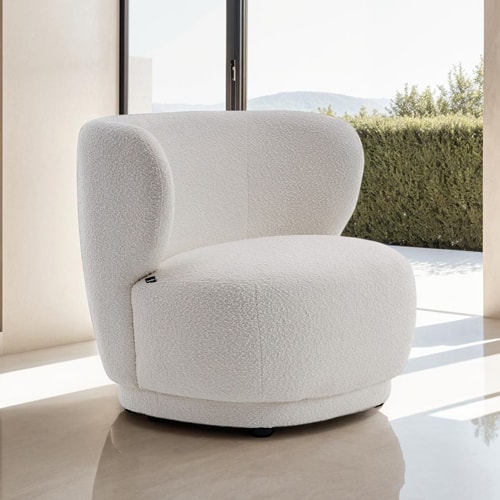 Fauteuil en tissu bouclette écru - Ester