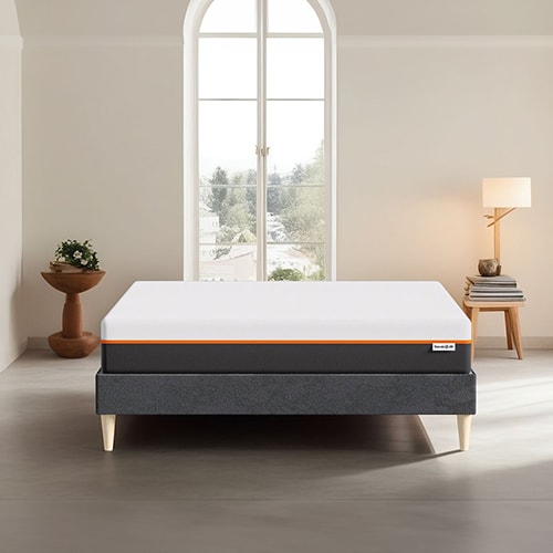 Ensemble lit adulte 160x200 cm en velours gris + Matelas mousse gel à mémoire de forme, double confort - Dual Confort