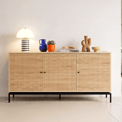 Buffet 3 portes effet bois 160 cm - Talia