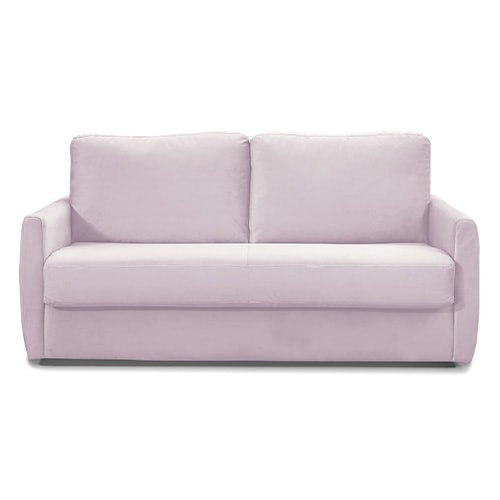 Canapé convertible 3 places en velours rose pâle - Ouverture express - Couchage quotidien - Bianca