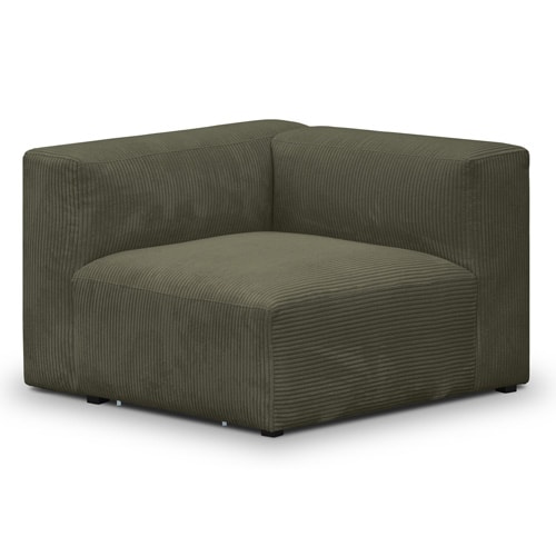 Module d'angle réversible en velours côtelé vert kaki - Modulo