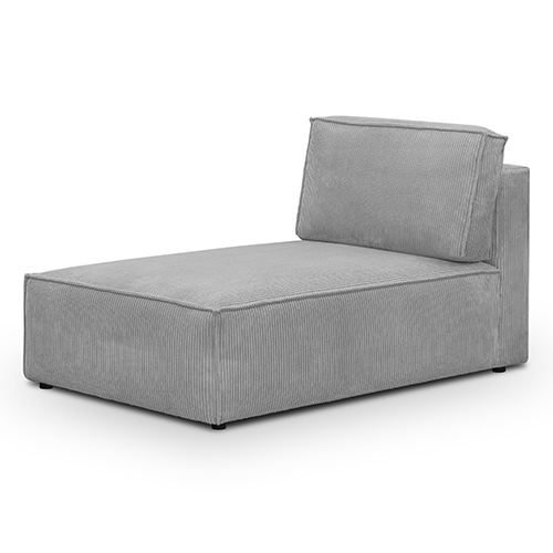 Méridienne modulable en velours côtelé gris clair - Harper Mod