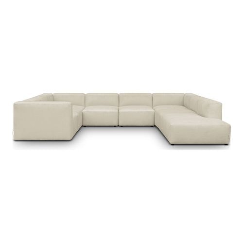 Canapé modulable panoramique 12 places ouvert à droite en velours côtelé beige - Modulo