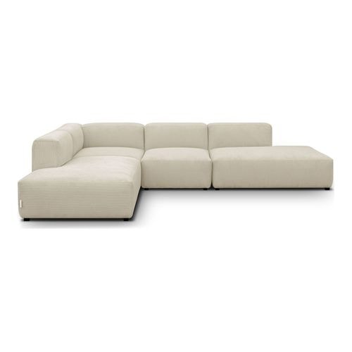 Canapé d'angle modulable réversible 7 places en velours côtelé beige - Modulo