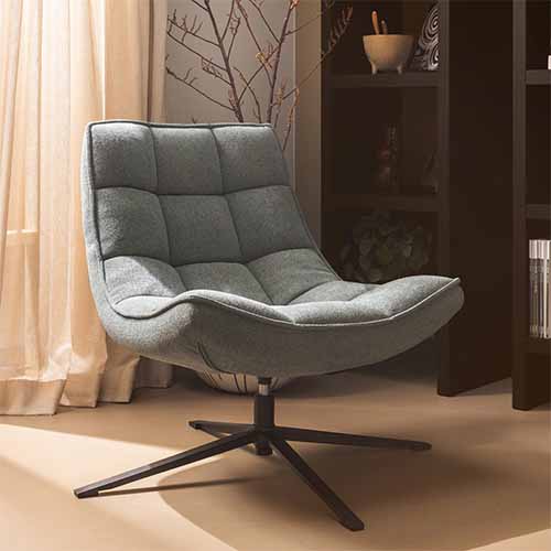 Fauteuil pivotant en tissu bleu gris - Maudi