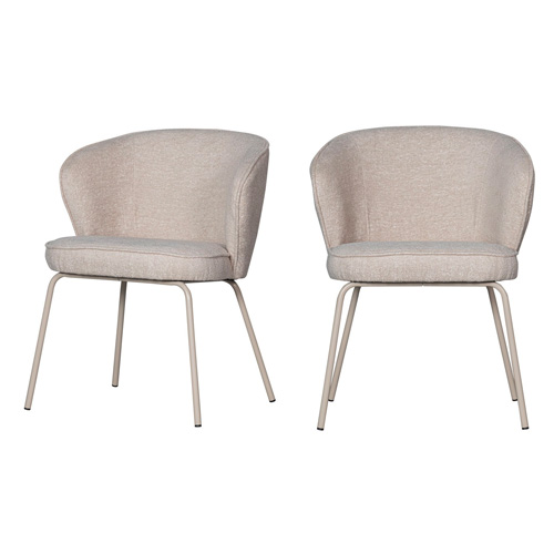 Lot de 2 chaises de salle à manger en tissu beige - Admit