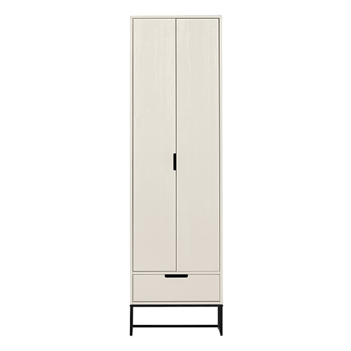 Buffet haut 2 portes 1 tiroir en bois laqué gris clair 60 cm - Silas