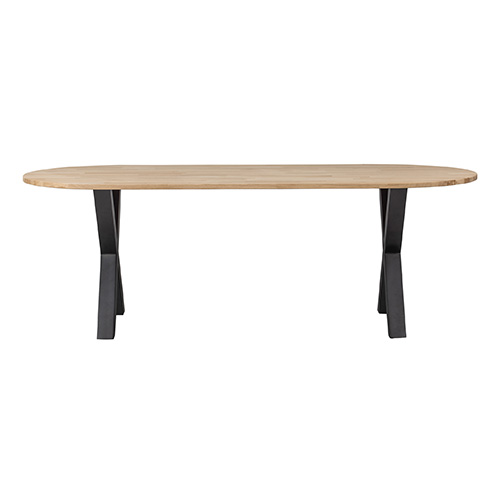 Table à manger ovale en chêne massif FSC 220 cm - piètement croisé - Tablo