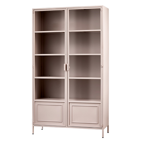 Vaisselier 2 portes en métal rose poudré 110 cm - Ronja