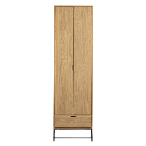 Buffet haut 2 portes 1 tiroir effet chêne 60 cm - Silas