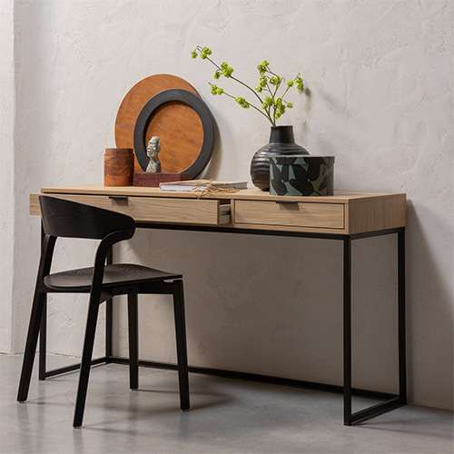 Chaise de salle à manger en bois placage frêne noir - Craig