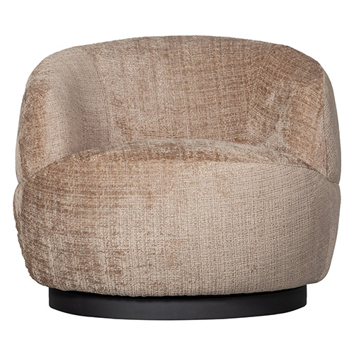 Fauteuil pivotant en tissu chenille sable - Woolly