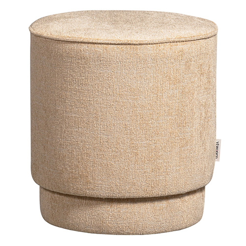 Pouf en tissu chenille beige - Pearl