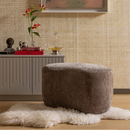 Pouf modulable en tissu chenille Taupe - Popular