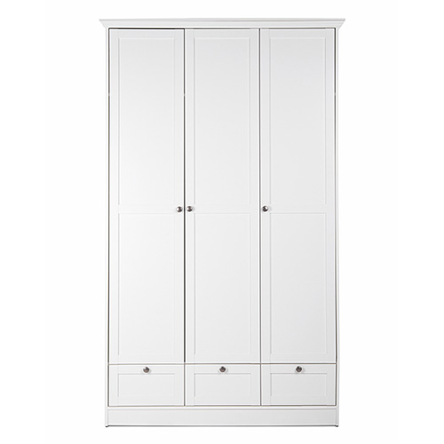 Armoire 3 portes 3 tiroirs blanche 120 cm - Alix