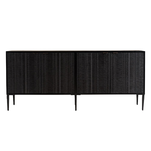 Buffet en manguier noir 4 portes sculptées 175cm - Gloria