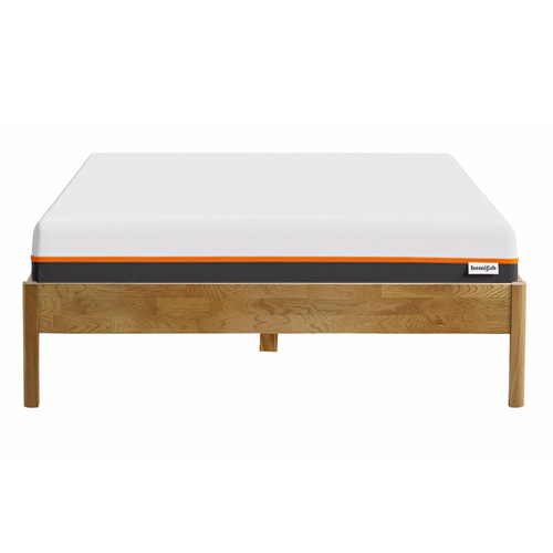 Ensemble lit 140x190 en chêne massif Aina + Matelas mousse gel à mémoire de forme, double confort - Dual Confort