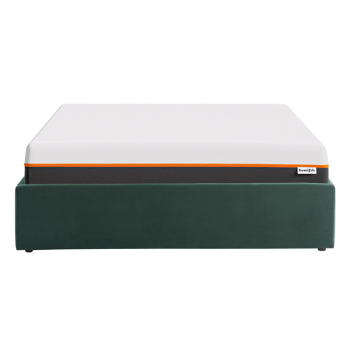 Ensemble lit coffre 140x190 en velours vert Handy + Matelas mousse gel à mémoire de forme, double confort - Dual Confort