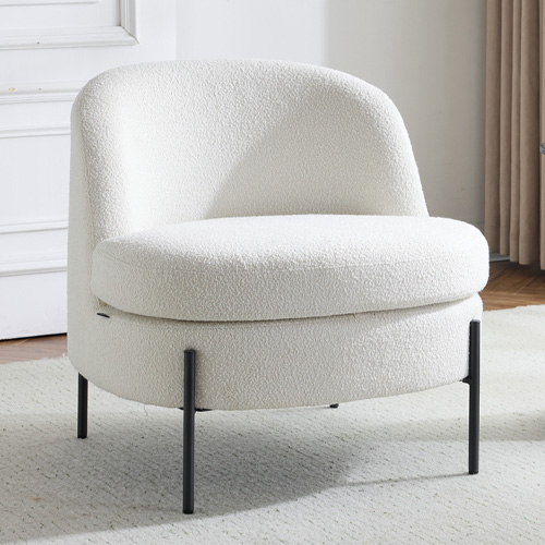 Fauteuil en tissu bouclé beige - Vianney