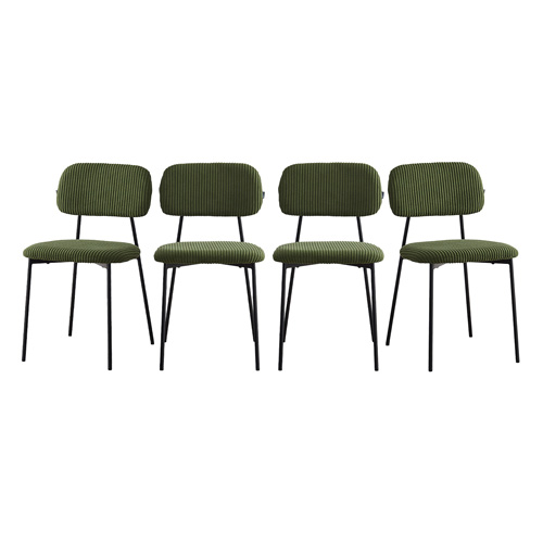 Lot de 4 chaises en velours côtelé vert kaki - Lorie