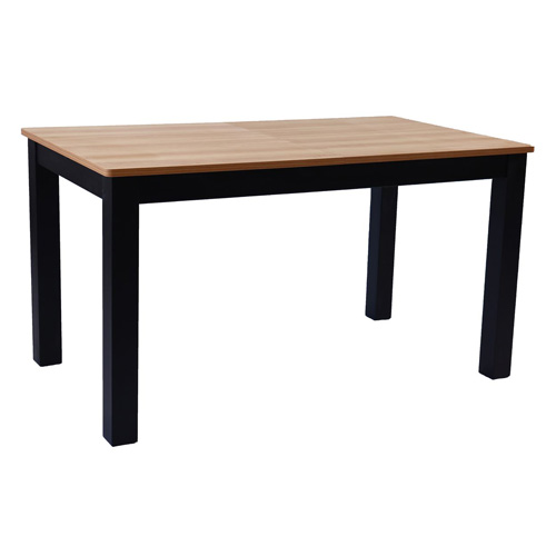 Table à manger extensible effet bois, piètement noir 140/180 cm - Lexi