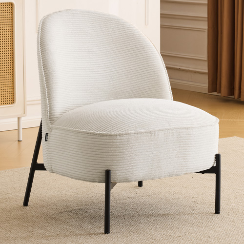 Fauteuil en velours côtelé beige - Basile