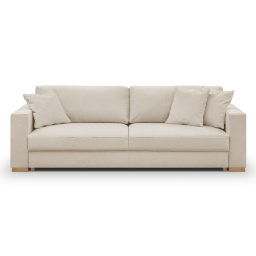 Canapé convertible 3 places en tissu chenille beige - Robin