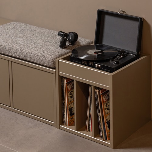 Meuble range-vinyles en pin FSC marron - Turner