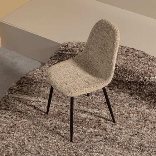 Lot de 2 chaises de salle à manger en tissu chenille beige - Marije