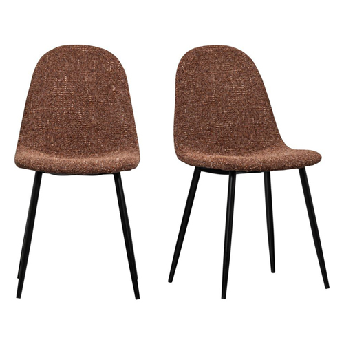 Lot de 2 chaises de salle à manger en tissu chenille marron - Marije