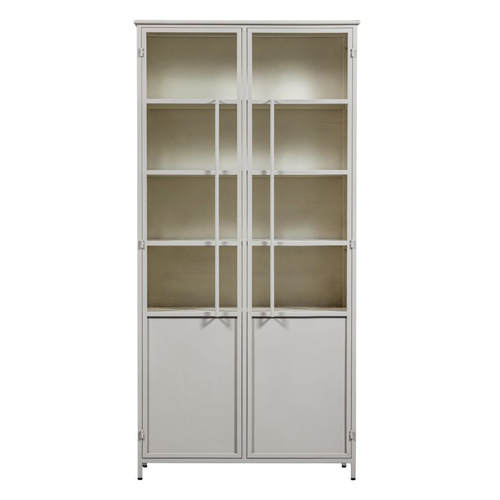 Vaisselier 2 portes en métal beige sable 99 cm - Exhibit