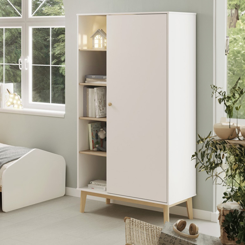 Armoire enfant 1 porte en bois blanc 90 cm - Elise