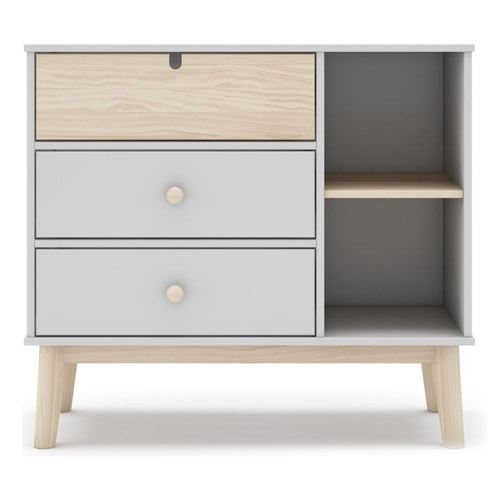 Commode enfant 3 tiroirs en bois blanc 90 cm - Lucy