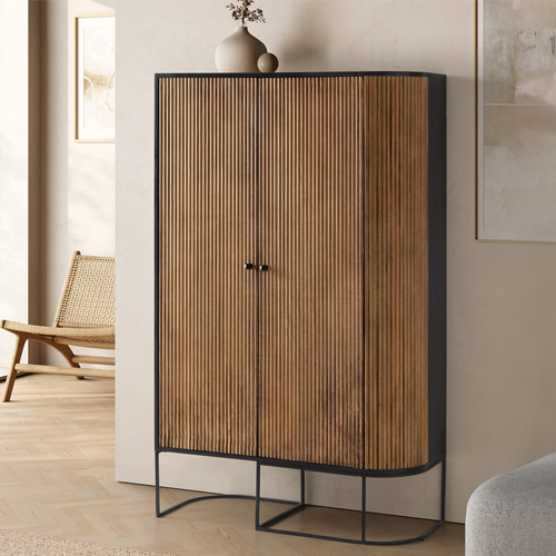 Buffet haut 2 portes en bois de manguier 100 cm - Cyrus