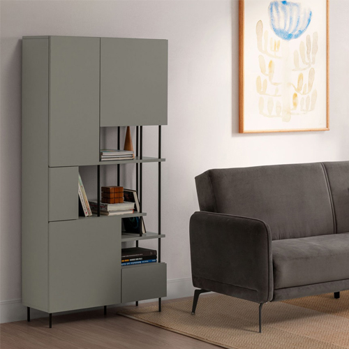 Blibliothèque 5 portes vert H175 cm - Lise