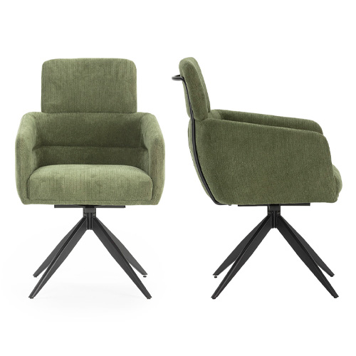 Lot de 2 fauteuils de table pivotants en tissu vert kaki - Alvar