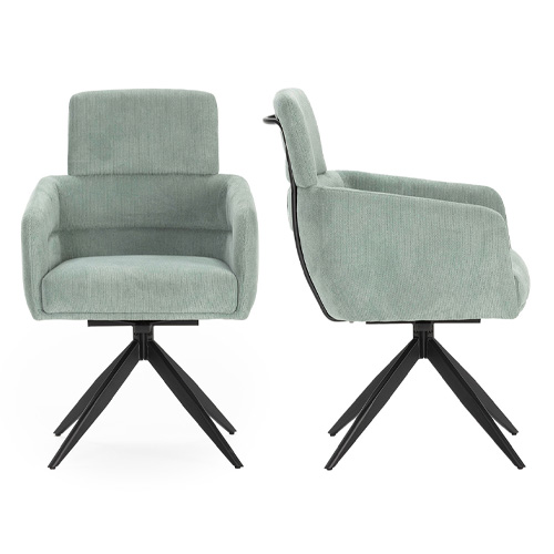 Lot de 2 fauteuils de table pivotants en tissu bleu turquoise - Alvar