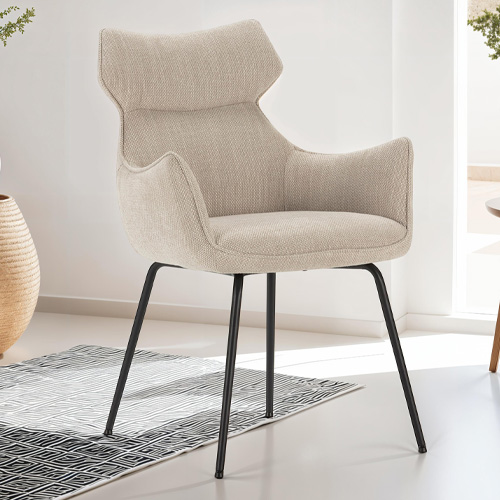 Lot de 2 fauteuils de table en tissu beige - Iconic
