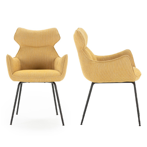 Lot de 2 fauteuils de table en tissu jaune moutarde - Iconic