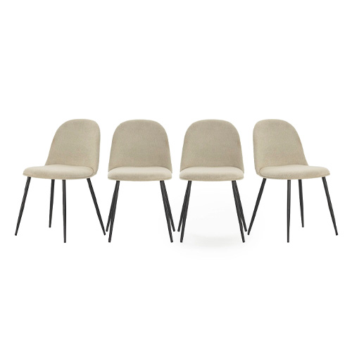 Lot de 4 chaises en tissu beige - Haven