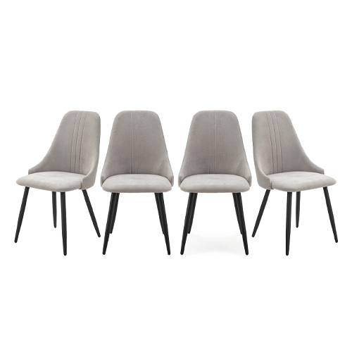 Lot de 4 chaises en tissu gris clair - Soan