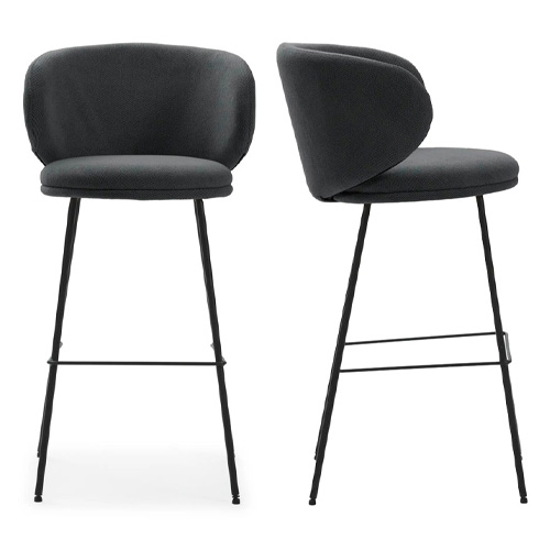 Lot de 2 tabourets de bar en tissu gris foncé - Cocoon