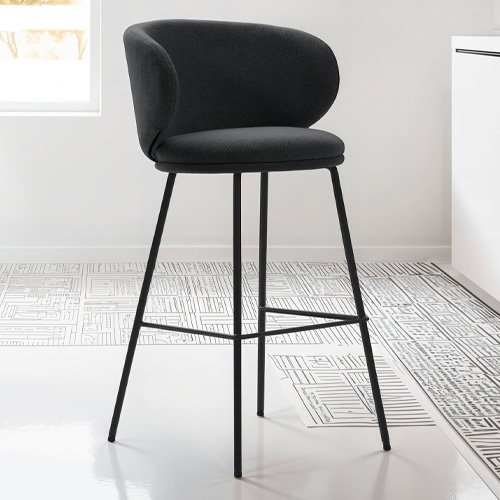 Lot de 2 tabourets de bar en tissu gris foncé - Cocoon