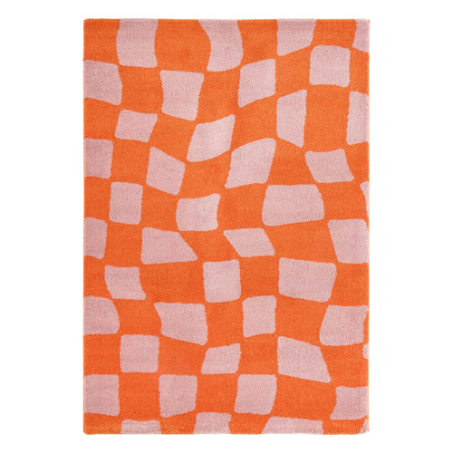 Tapis rétro à damier orange 200x280 cm - Nahia