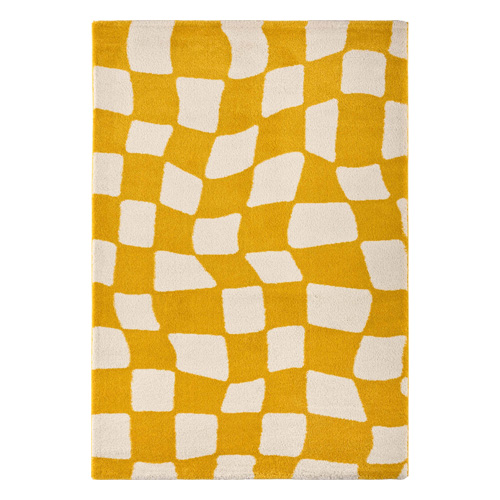 Tapis rétro à damier jaune 120x160 cm - Nahia