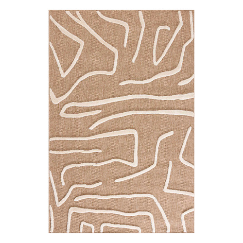 Tapis géométrique abstrait blanc et jute 80x150 cm - Arlo